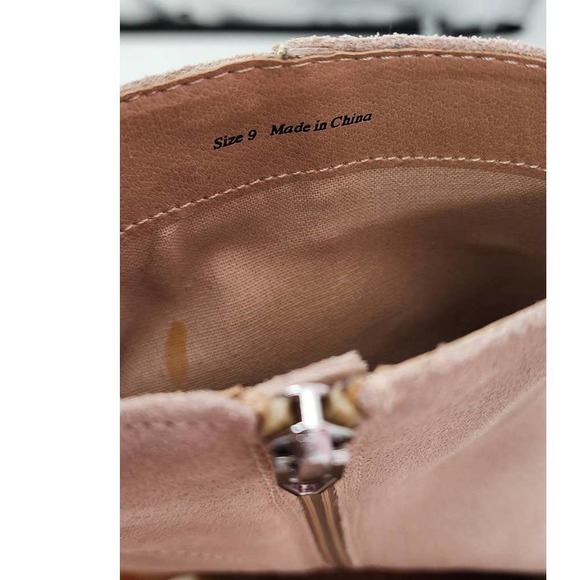 NEW Dolce Vita Gum Sole Tan Platform Moto Side Zip Suede Ankle Boots Size 9 - Picture 6 of 9